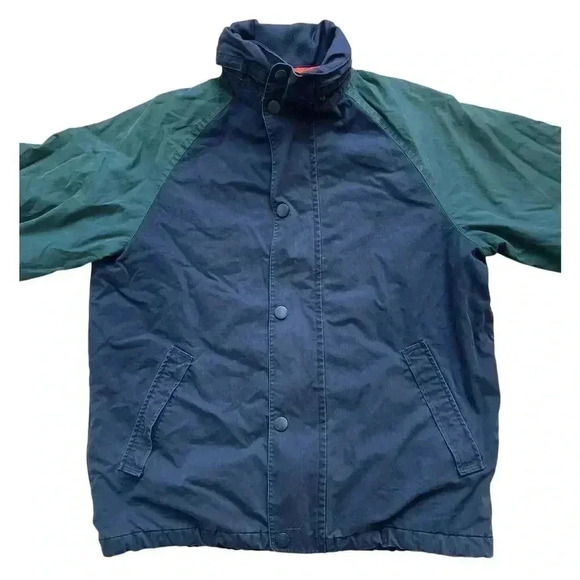 Vintage 90s Nautica Spellout Logo Full Zip Snap Hidden Hood Dad Jacket Sz M - Picture 3 of 14